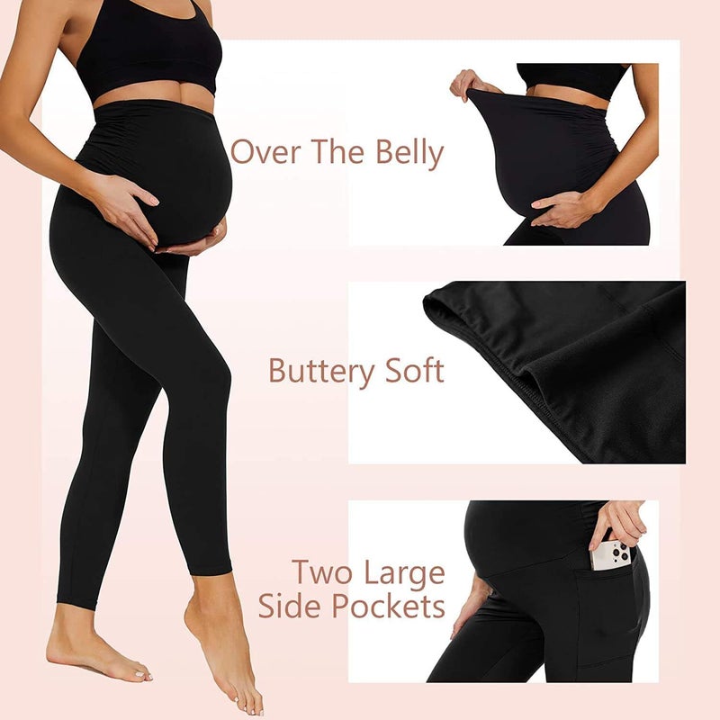 M2M STYLE Maternity Leggings with Pockets – Over-The-Belly Supportive Pregnancy Pants – Soft Stretchy & Squat-Proof for All-Day Comfort - Image 3